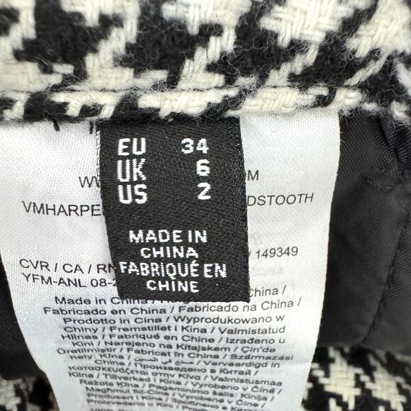 Vero Moda Womens Harper High Rise Skirt Size 2 Mini Straight Houndstooth Black - Picture 6 of 10